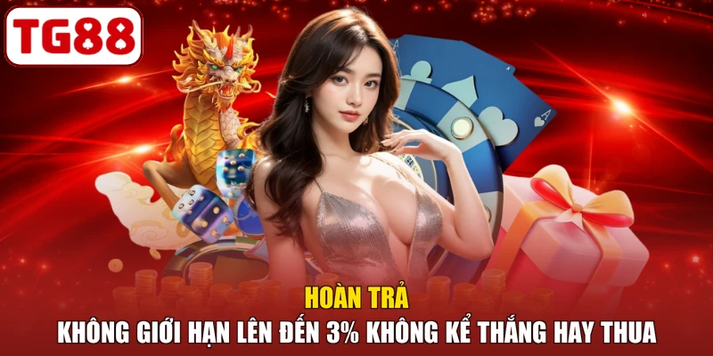 Hoàn trả không giới hạn lên đến 3% không kể thắng hay thua